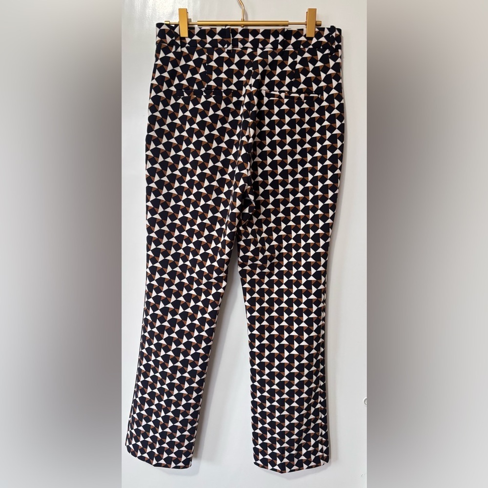 H&M| Black White & Brown Geometric Cropped Trouser Pants Sz 6 - Picture 3 of 4